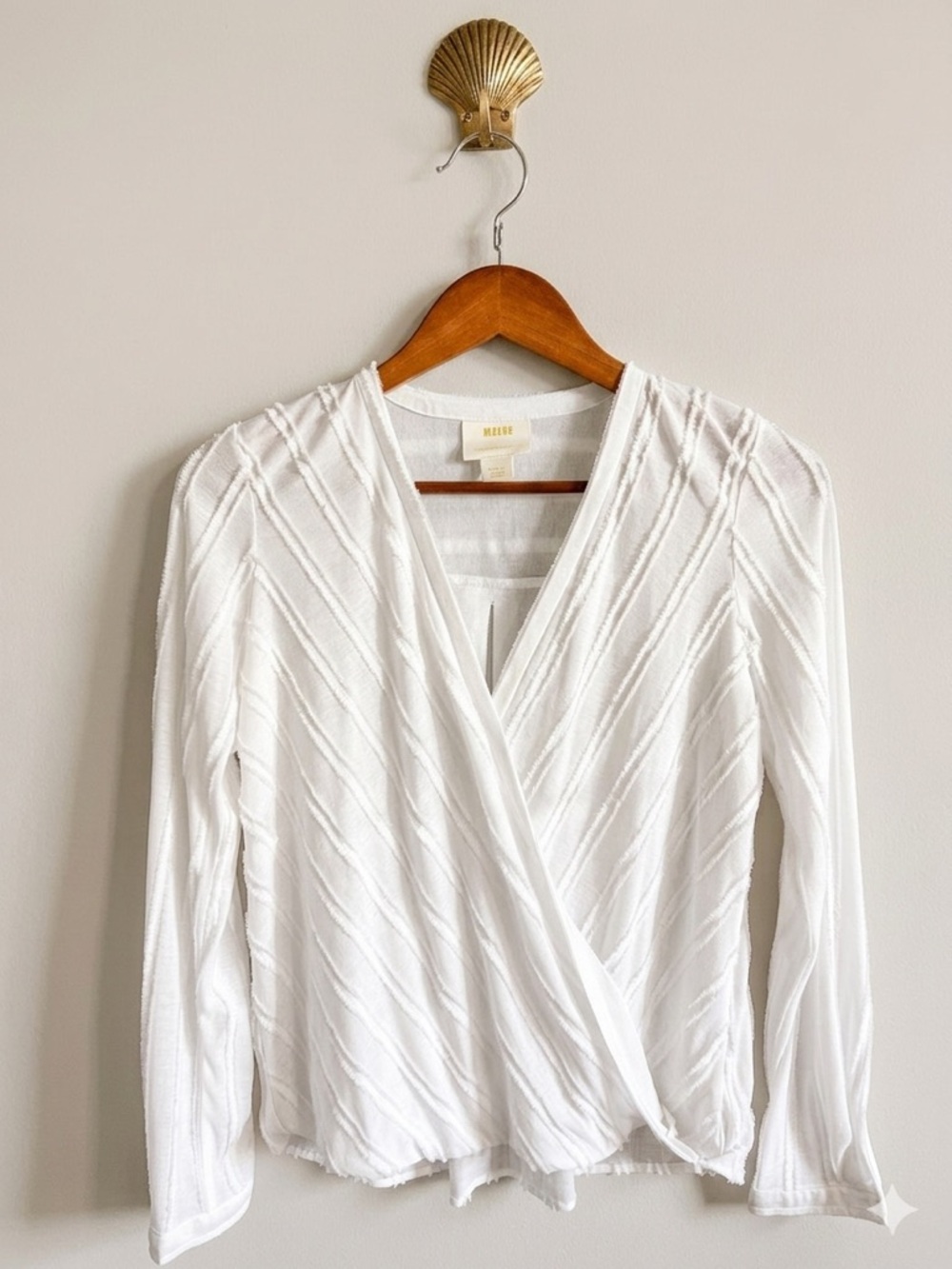 Maeve Anthropologie White Eyelist Wrap Top Sz S